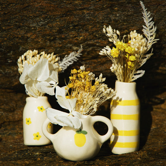 3 mini vases et ses fleurs séchées