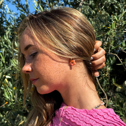 Coupelle fleur et sa paire de boucles d'oreilles vichy