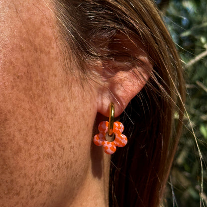 Coupelle fleur et sa paire de boucles d'oreilles vichy
