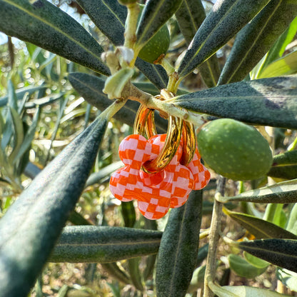 Coupelle fleur et sa paire de boucles d'oreilles vichy